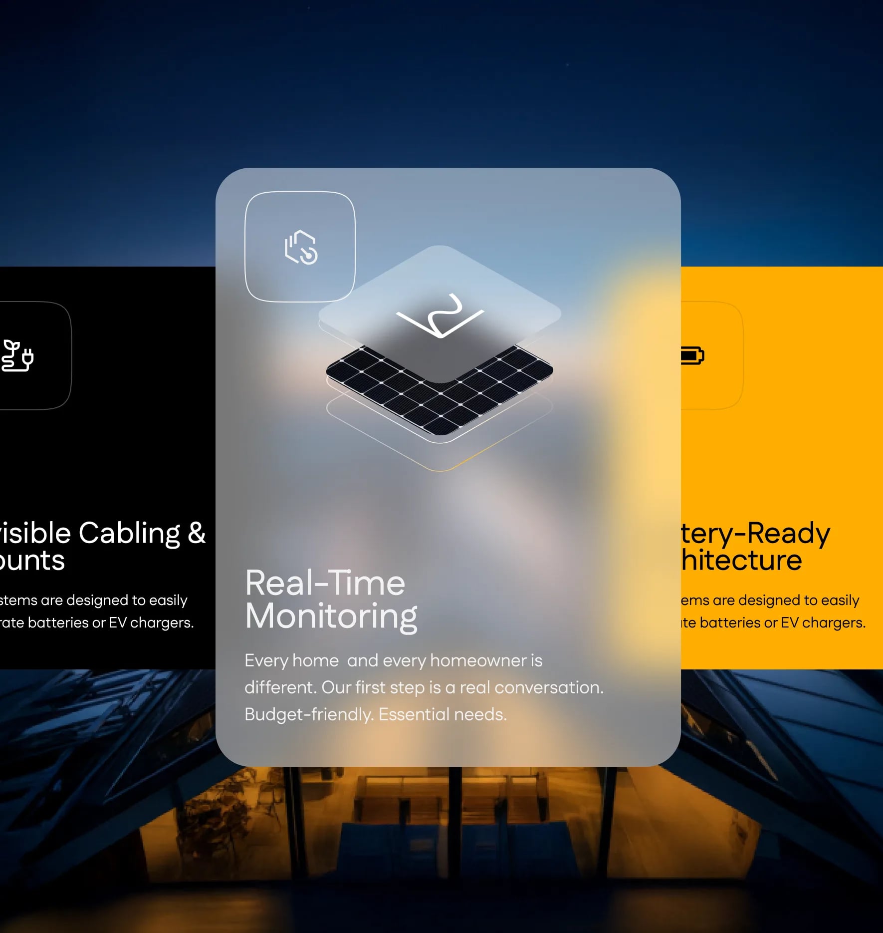 Real-Time Monitoring glass card interface