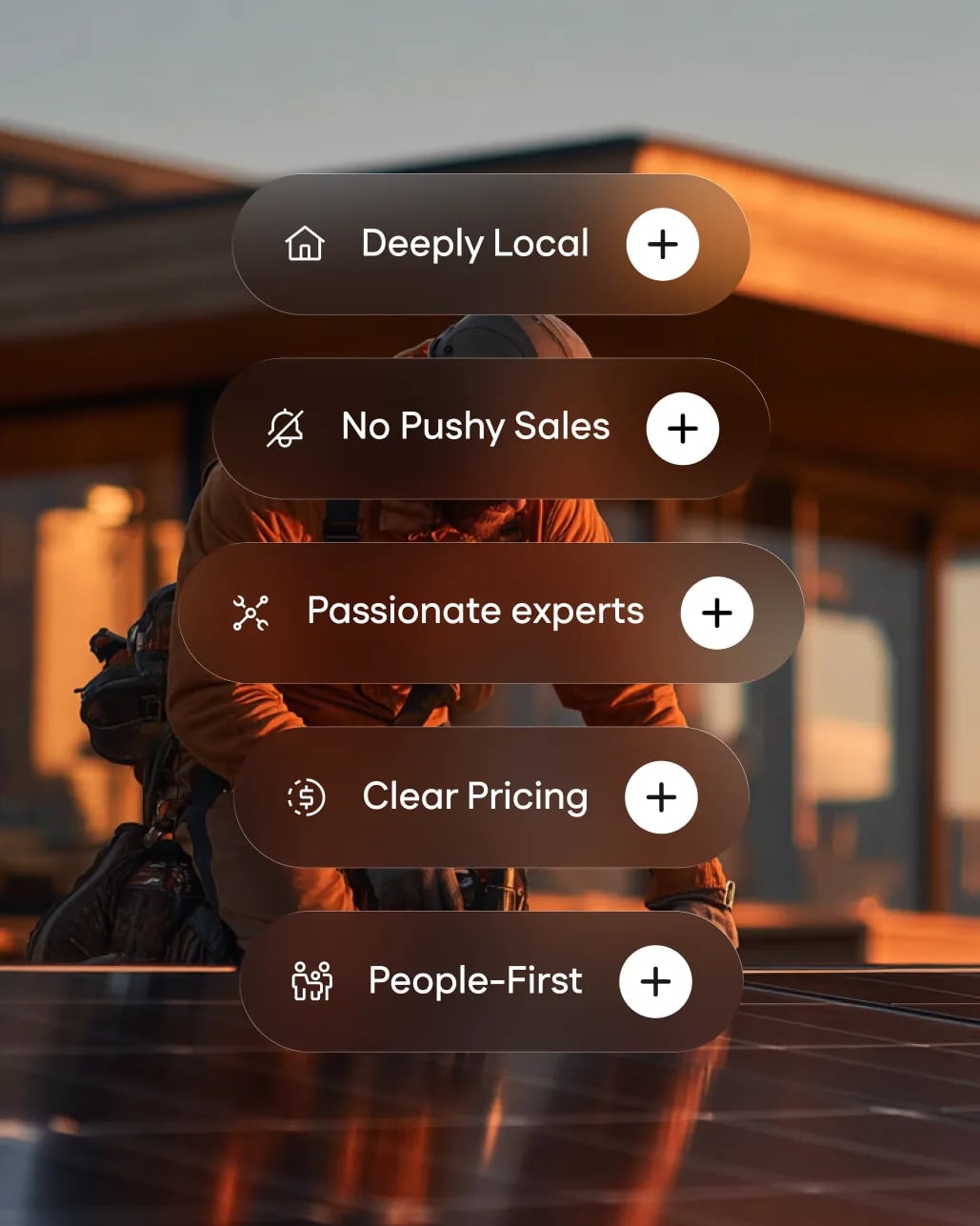 Glass accordion pills over worker photo