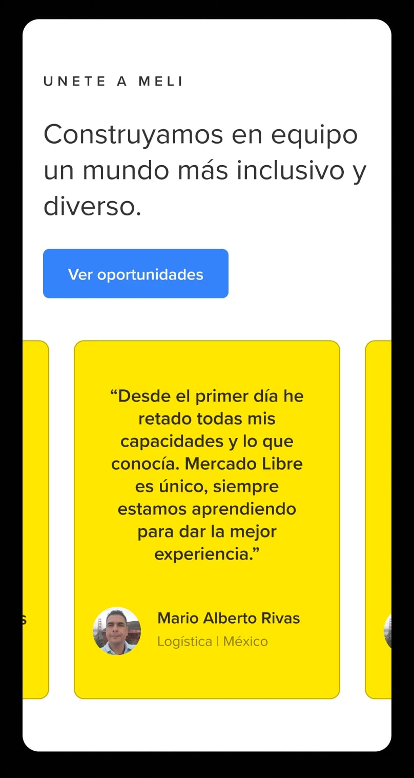 Screenshot of Meli app