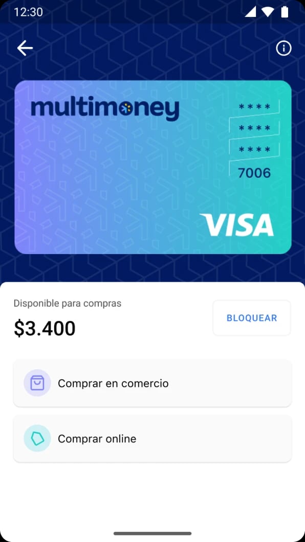 Screenshot of the Multimoney app