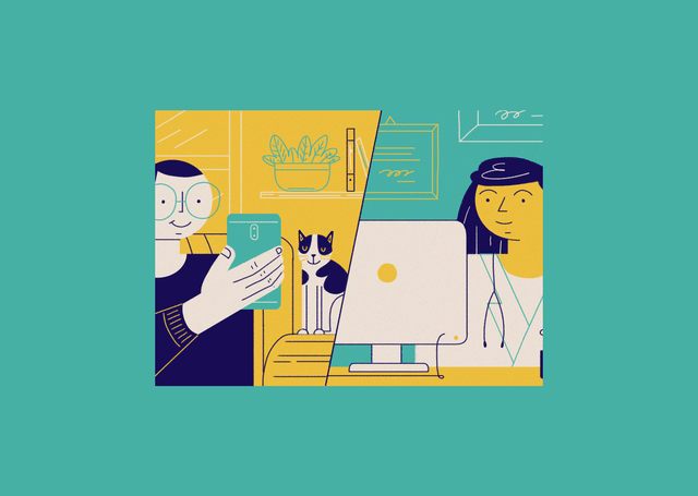 Cover Telemedicine on the rise. A patient having a video call with his doctor.