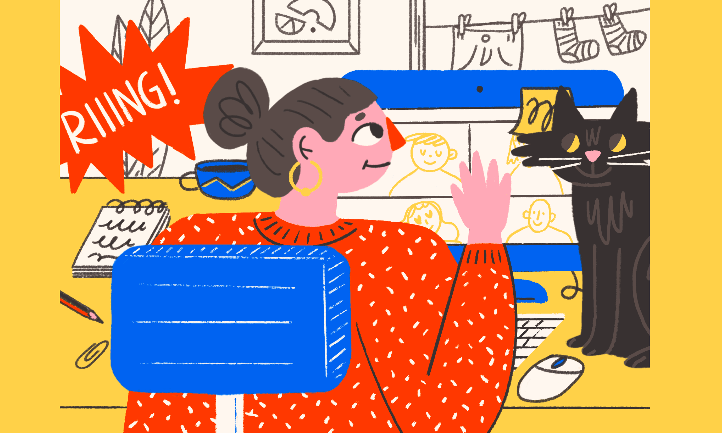 Cover of the article with the illustration of a person working remotely in the computer