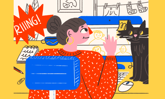 Cover of the article with the illustration of a person working remotely in the computer