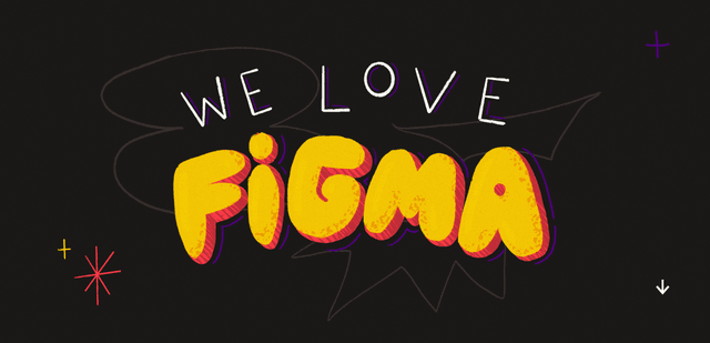 es una ilustración que solo dice: We Love Figma